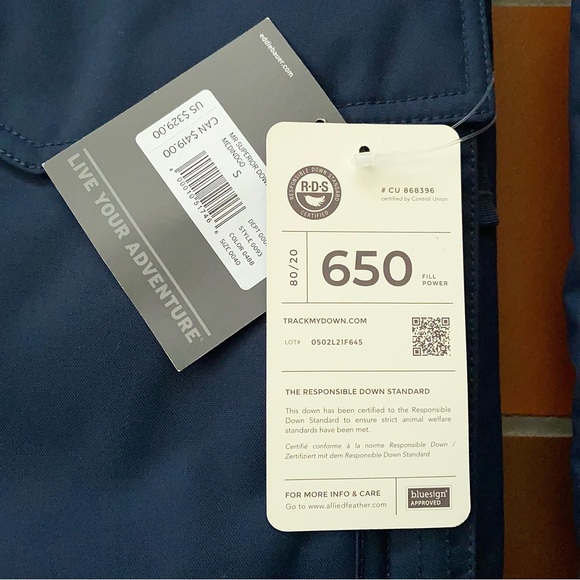 Eddie Bauer Superior Goose Down Blue Hooded Parka Jacket SZ S NWT - Picture 8 of 9